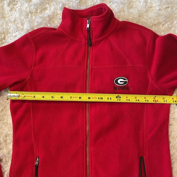 UGA University of Georgia Red Fleece full zip collared lightweight jacket Size S - Picture 12 of 13